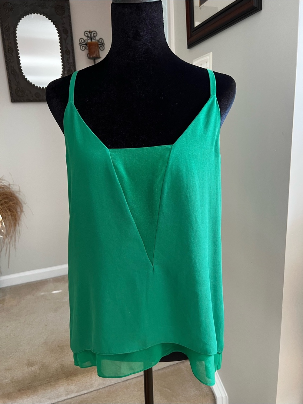 BCBGMAXAZRIA Lyssa Emerald Green High-Low Cami Tank Top Size S